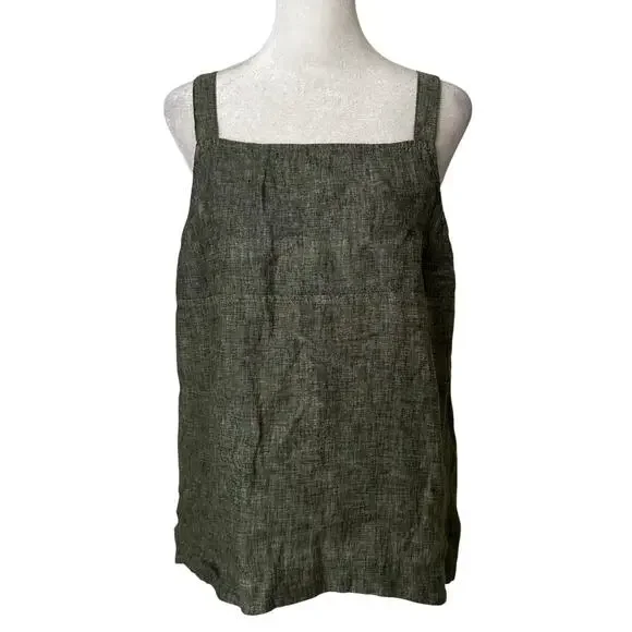 Athleta dark green sleeveless linen tank top size L - Picture 2 of 14